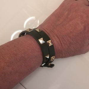 Stella & Dot Olive Green Wrap Bracelet with Studs